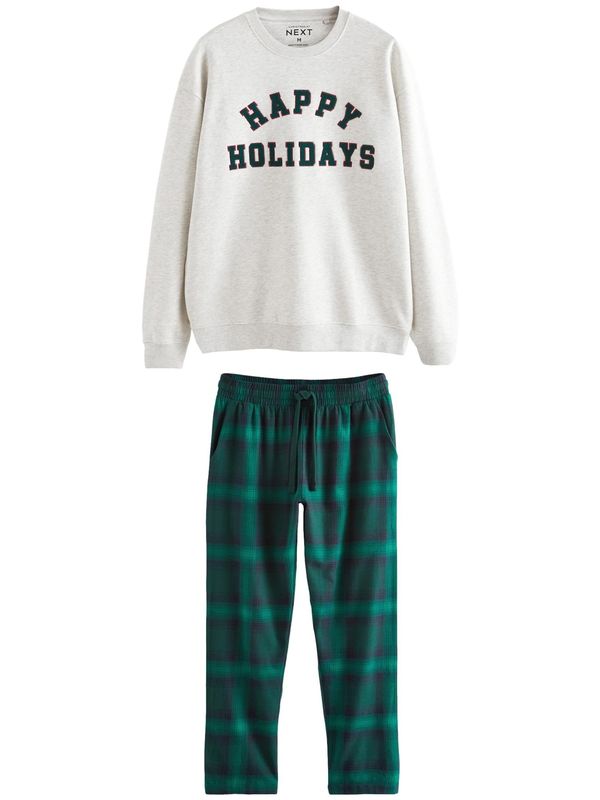 Next Next Duga pidžama  mornarsko plava / svijetlosiva / zelena