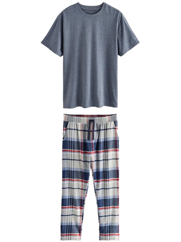 Next Next Duga pidžama  plava / tamno crvena / bijela