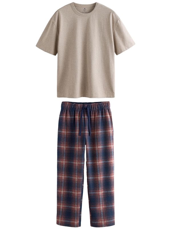 Next Next Duga pidžama  tamno bež / morsko plava / višnja