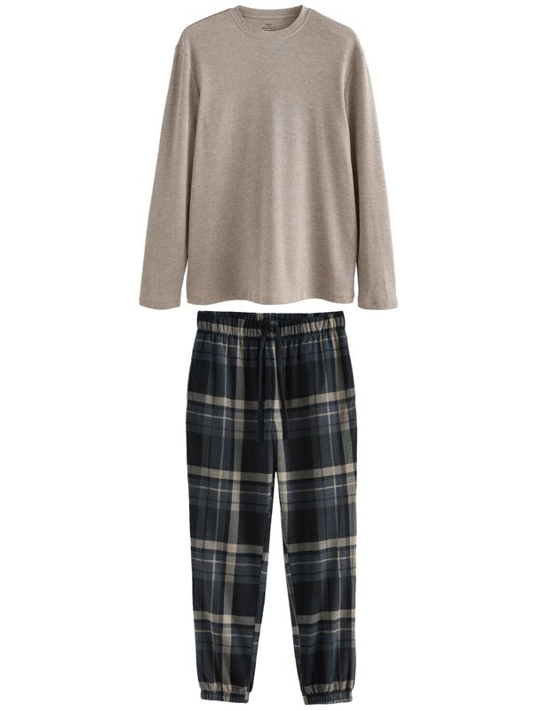 Next Next Duga pidžama  tamno bež / tamno plava / crna