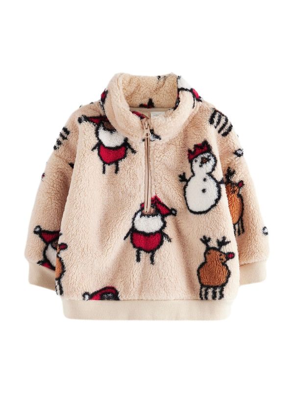 Next Next Flis jakna  boja pijeska / crvena / crna / bijela