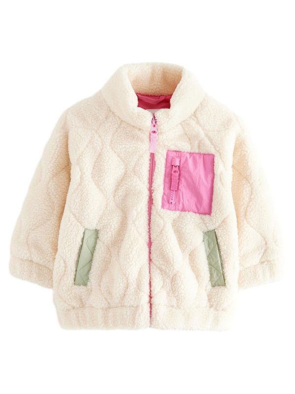 Next Next Flis jakna  boja pijeska / zelena / roza