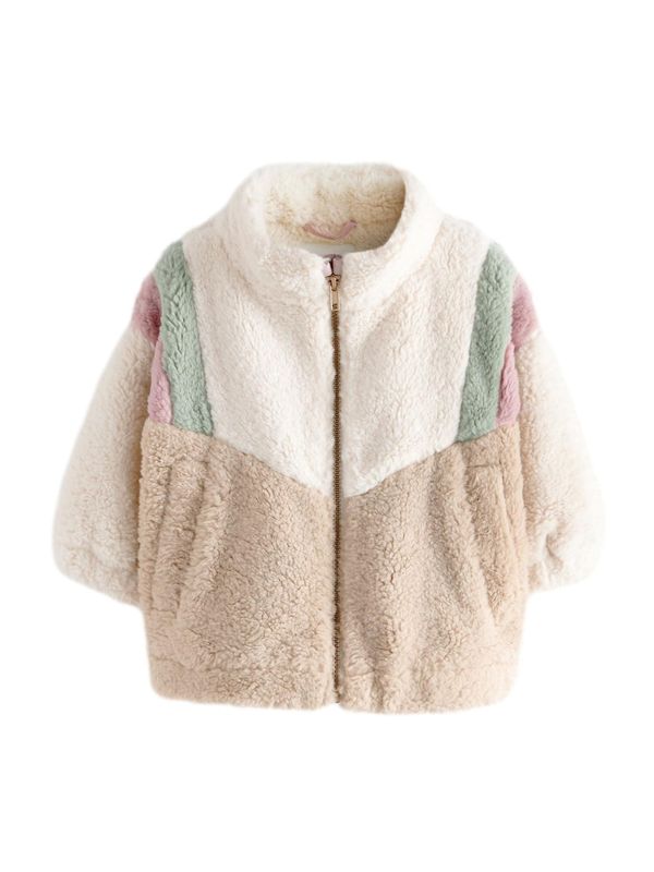 Next Next Flis jakna 'Borg'  bež / zelena / bijela