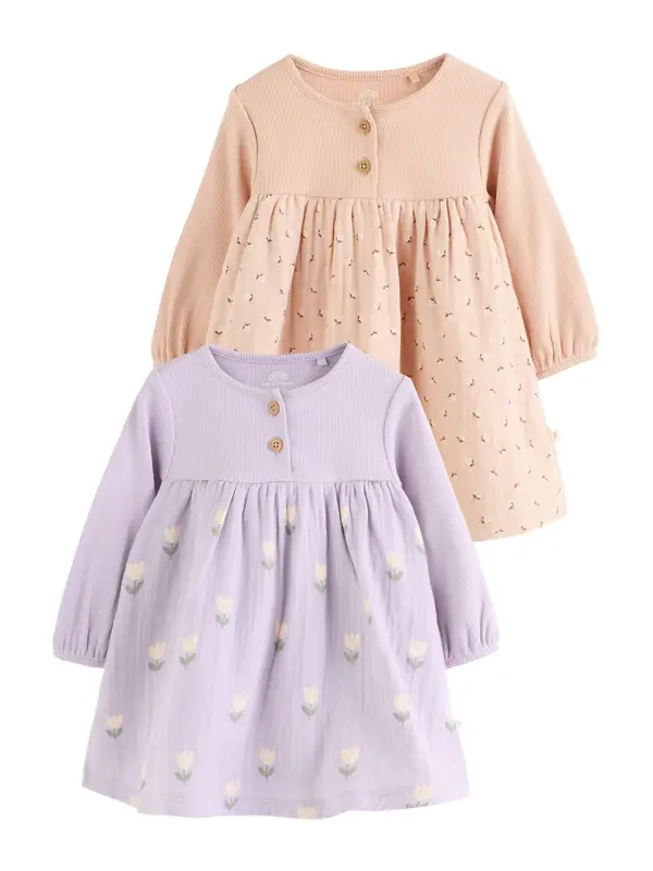 Next Next Haljina  smeđa / zelena / pastelno ljubičasta / rosé