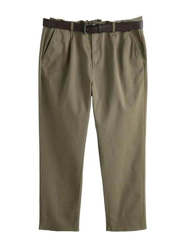 Next Next Hlače s naborima  čokolada / maslinasta