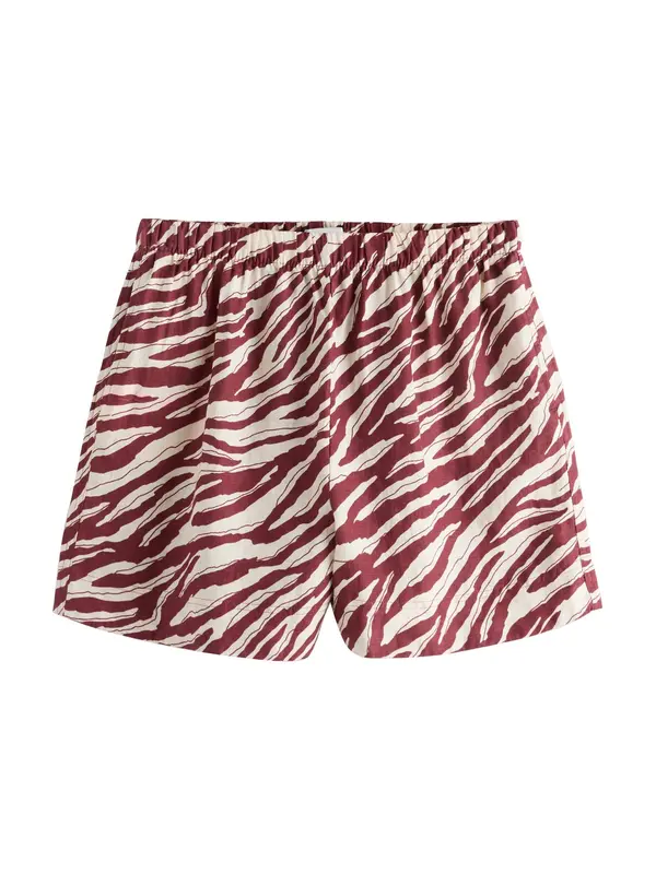 Next Next Hlače s naborima 'N. Premium'  ecru/prljavo bijela / bordo