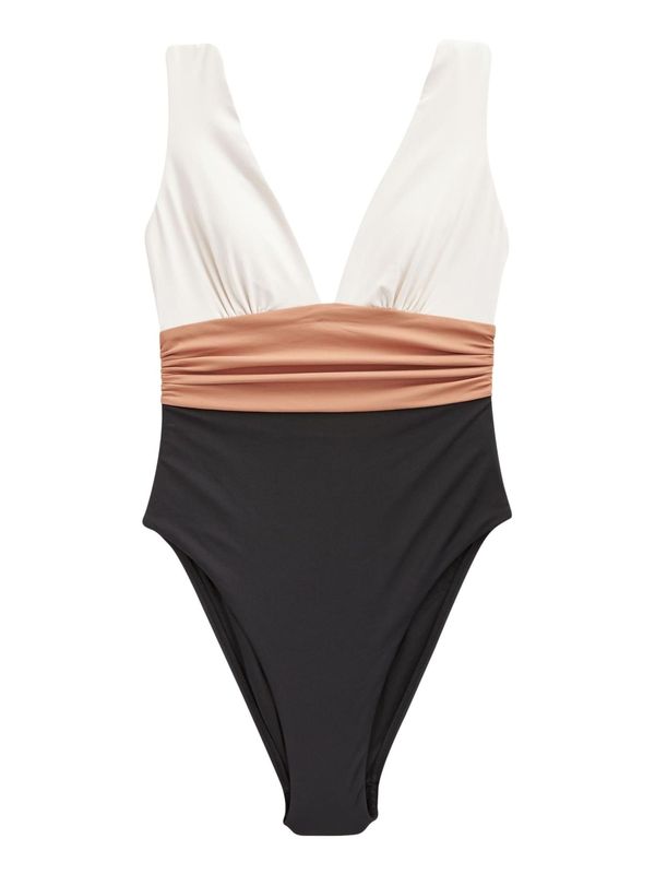 Next Next Jednodijelni kupaći kostim  bež / crna / bijela