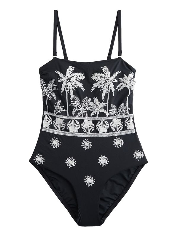 Next Next Jednodijelni kupaći kostim  crna / bijela