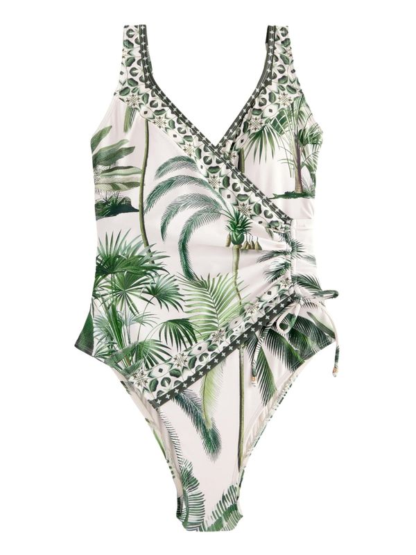 Next Next Jednodijelni kupaći kostim  ecru/prljavo bijela / zelena / kraljevski zelena