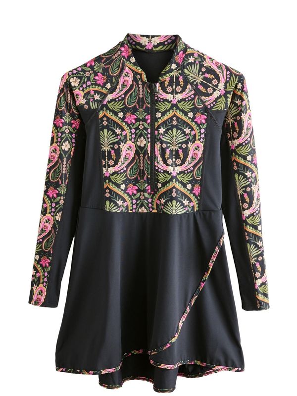 Next Next Jednodijelni kupaći kostim  med / kraljevski zelena / svijetloroza / crna