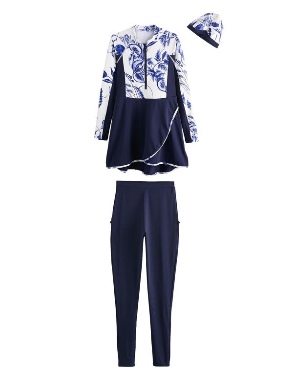 Next Next Jednodijelni kupaći kostim  mornarsko plava / kobalt plava / bijela