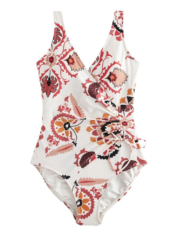 Next Next Jednodijelni kupaći kostim  narančasta / crvena / crna / bijela