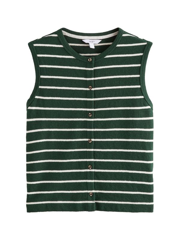 Next Next Kardigan bez rukava  svijetlobež / tamno zelena