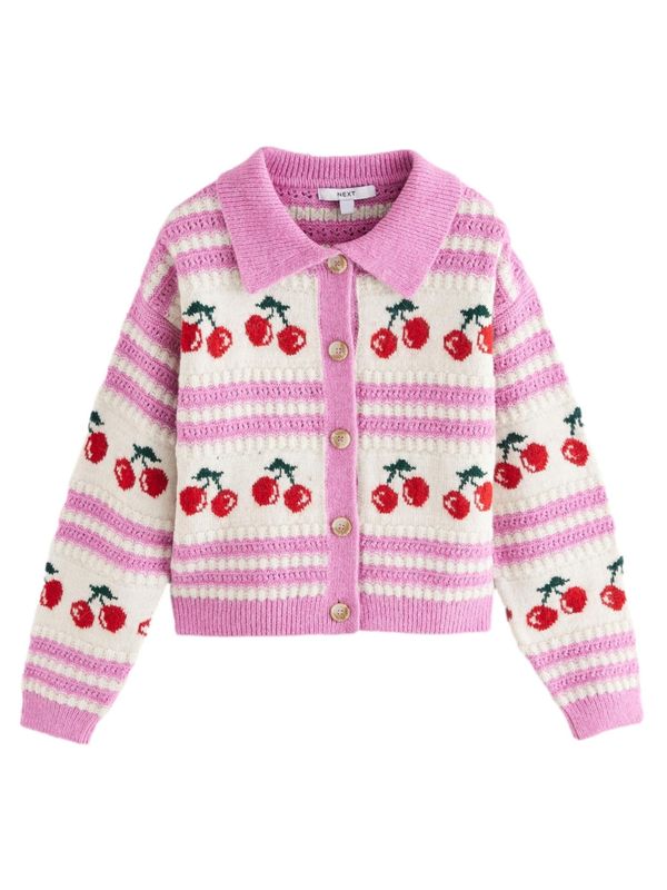Next Next Kardigan  tamno zelena / roza / crvena / bijela