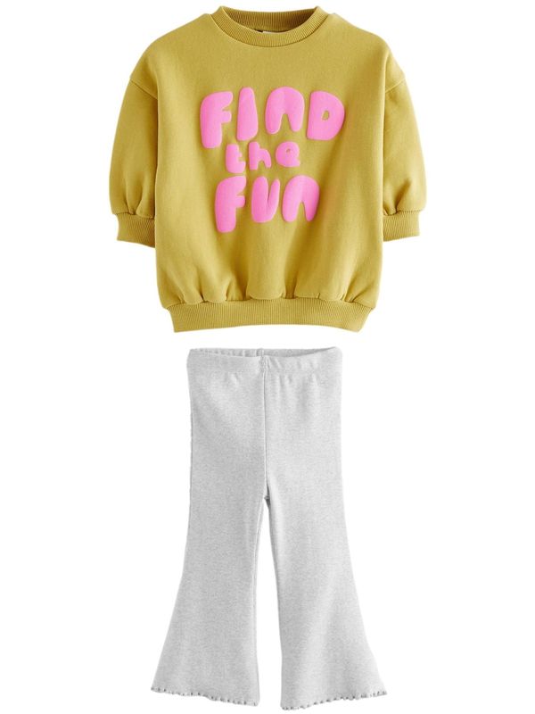 Next Next Komplet  žuta / siva melange / roza