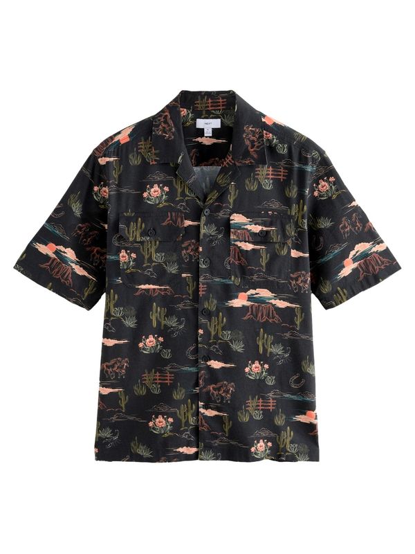 Next Next Košulja  maslinasta / losos / crna