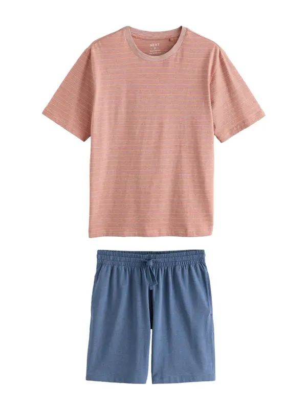 Next Next Kratka pidžama  mornarsko plava / ciglasto crvena / svijetlonarančasta / bijela