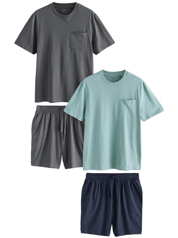 Next Next Kratka pidžama  mornarsko plava / siva / pastelno zelena