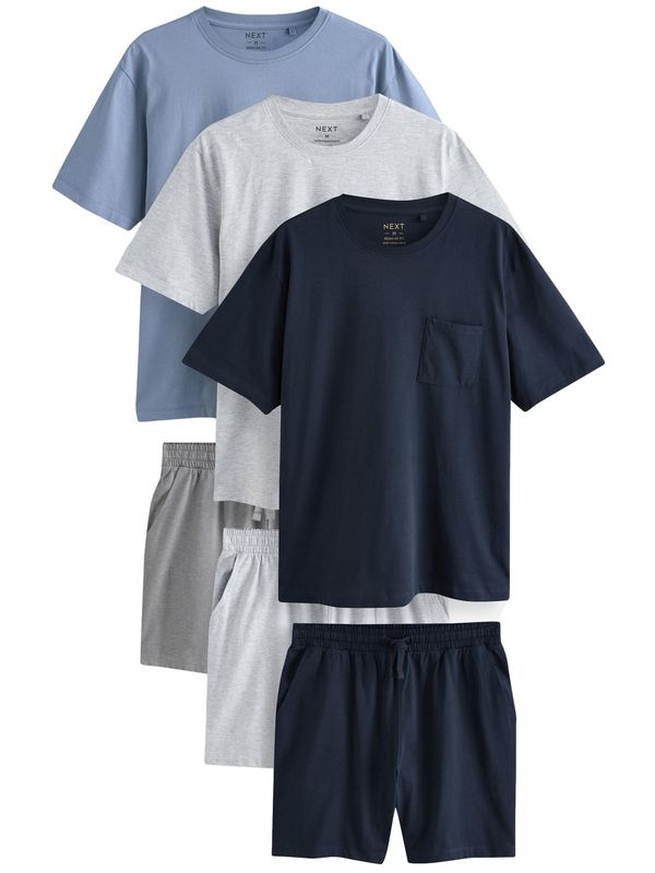 Next Next Kratka pidžama  noćno plava / golublje plava / siva / tamo siva