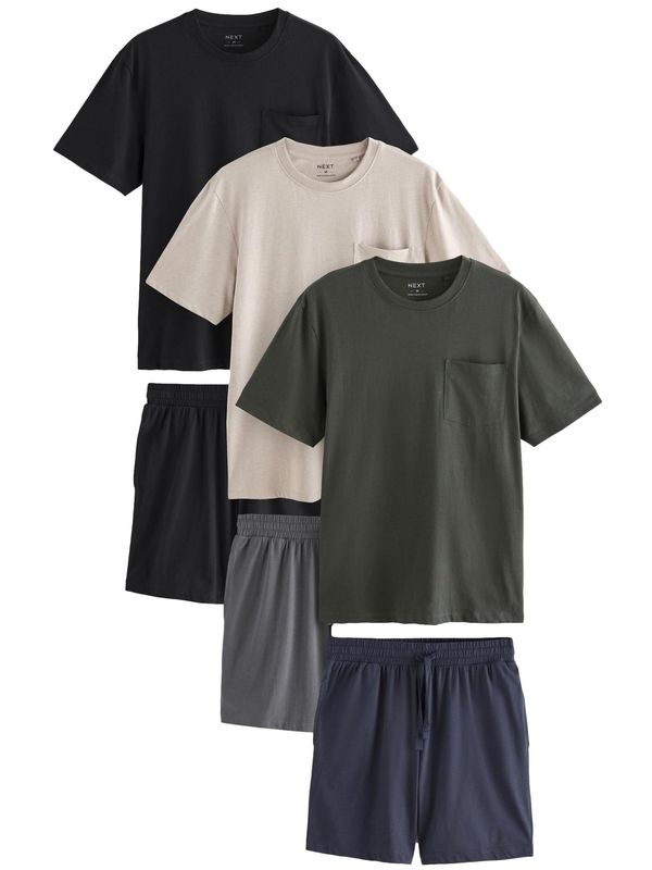 Next Next Kratka pidžama  sivkasto bež / tamno plava / maslinasta / crna