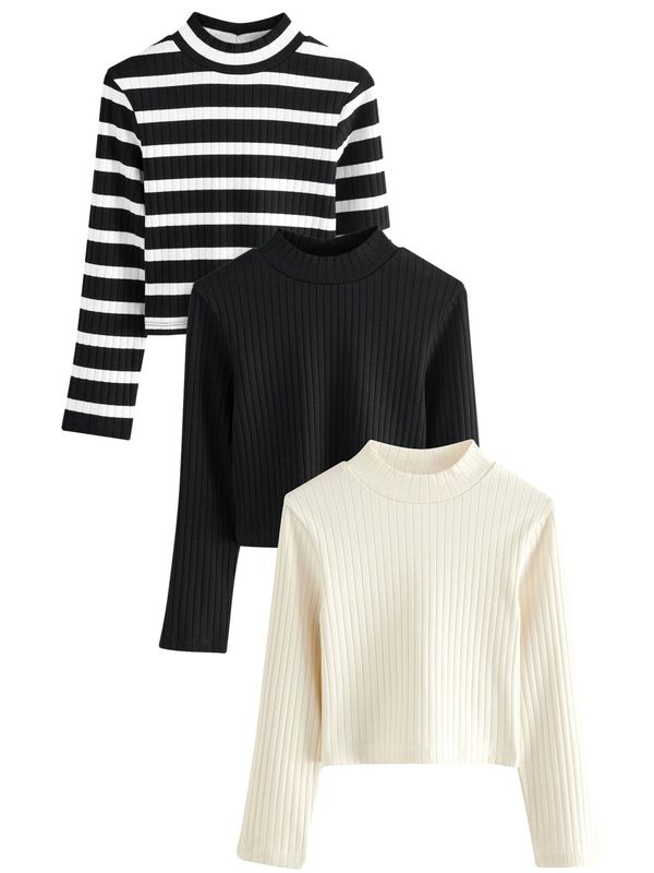 Next Next Majica  bež / crna / bijela