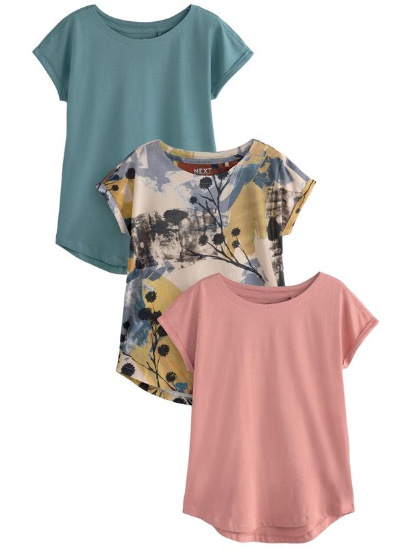 Next Next Majica  bež / smaragdno zelena / prljavo roza / crna