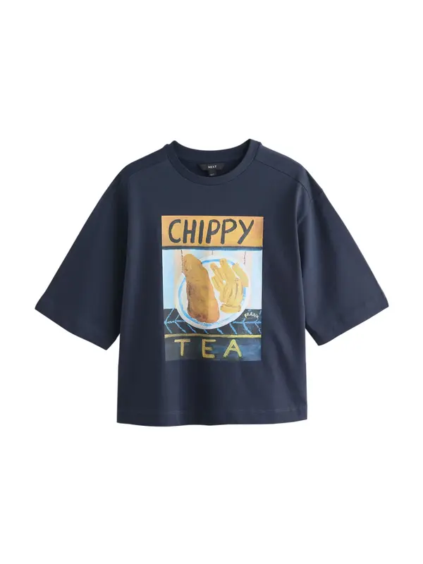 Next Next Majica 'Chippy Tea Frankie Thorpe'  mornarsko plava / nebesko plava / žuta / crna