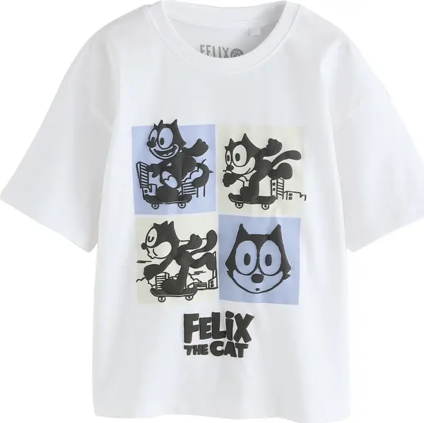 Next Next Majica 'Felix Cat'  golublje plava / crna / bijela / vuneno bijela