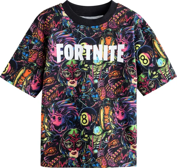 Next Next Majica 'Fortnite'  ljubičasta / tamno narančasta / crna / bijela