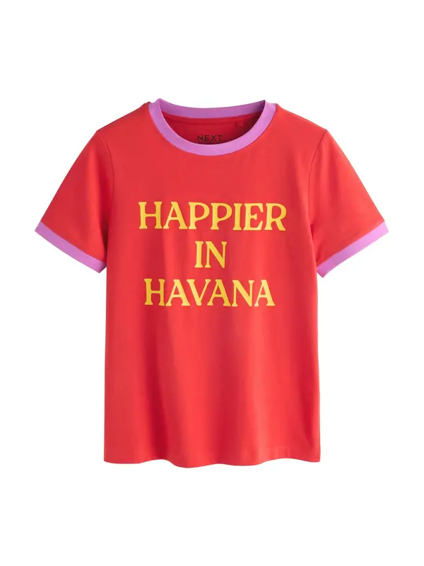 Next Next Majica 'Havana'  žuta / orhideja bijela / crvena