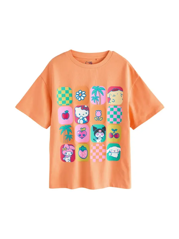 Next Next Majica 'Hello Kitty'  sivkasto zelena / narančasta / ružičasto crvena / tamno roza