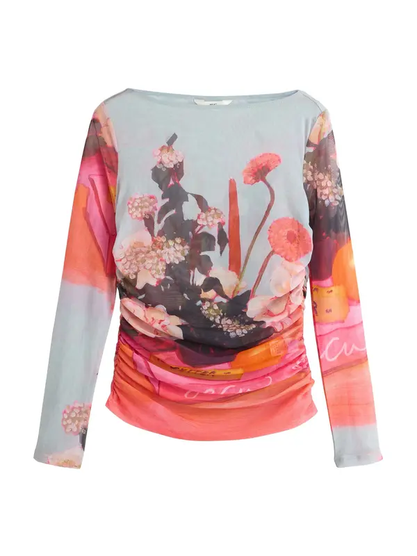 Next Next Majica 'Kew Collection'  bazalt siva / roza / crvena / crna
