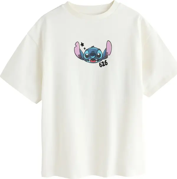 Next Next Majica 'Lilo & Stitch'  ecru/prljavo bijela / svijetloplava / roza / crna