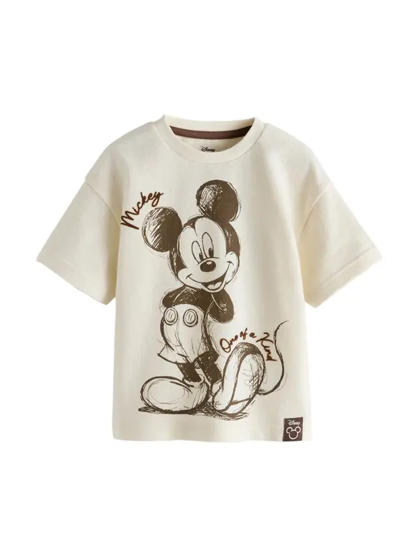 Next Next Majica 'Mickey Mouse'  ecru/prljavo bijela / čokolada