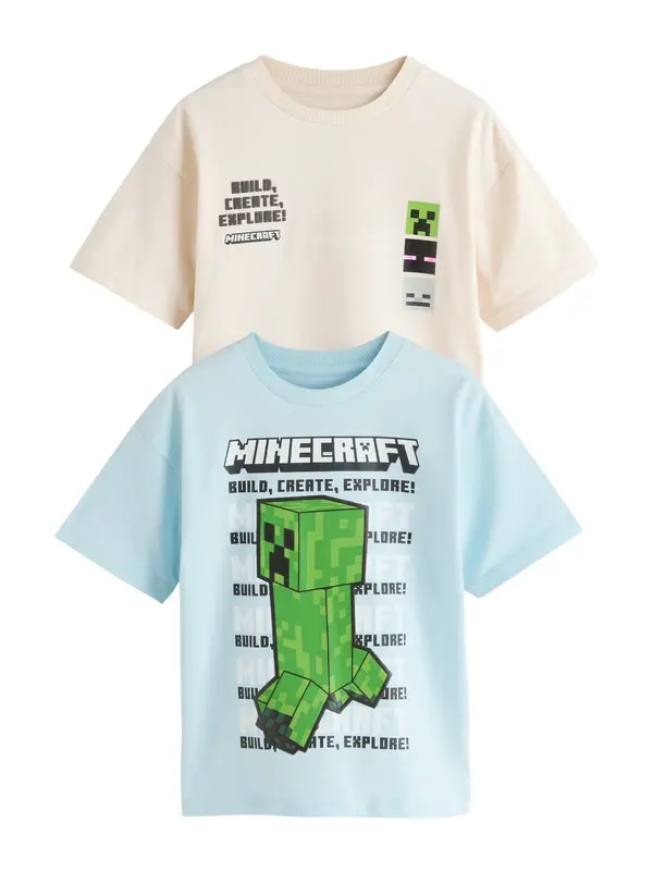 Next Next Majica 'Minecraft'  bež / svijetloplava / zelena / crna
