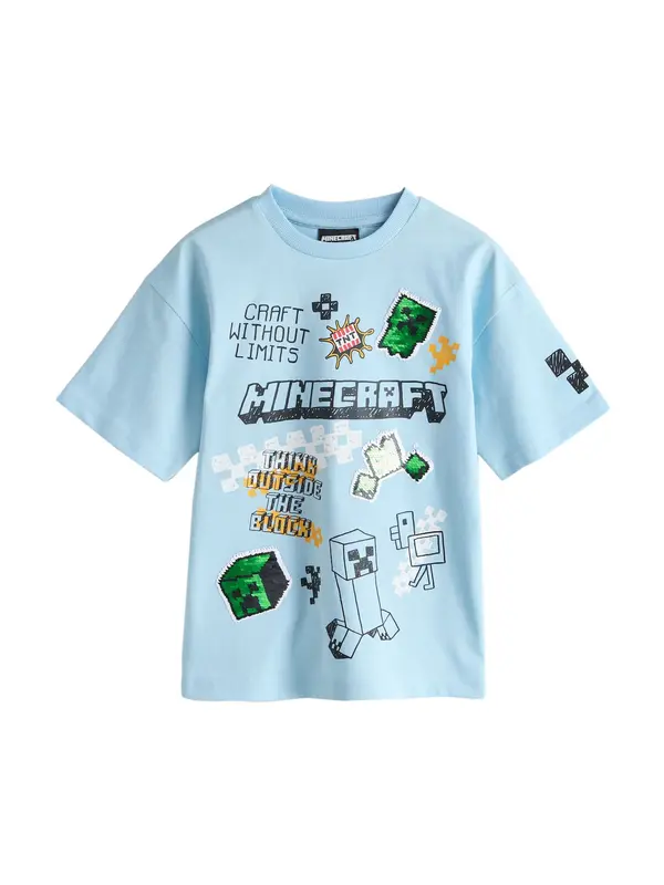 Next Next Majica 'Minecraft'  nebesko plava / travnato zelena / crna / bijela