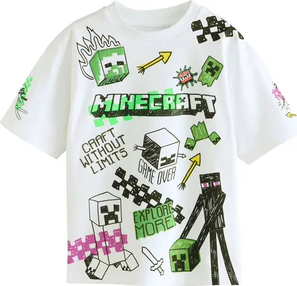 Next Next Majica 'Minecraft'  neonsko zelena / roza / crna / bijela