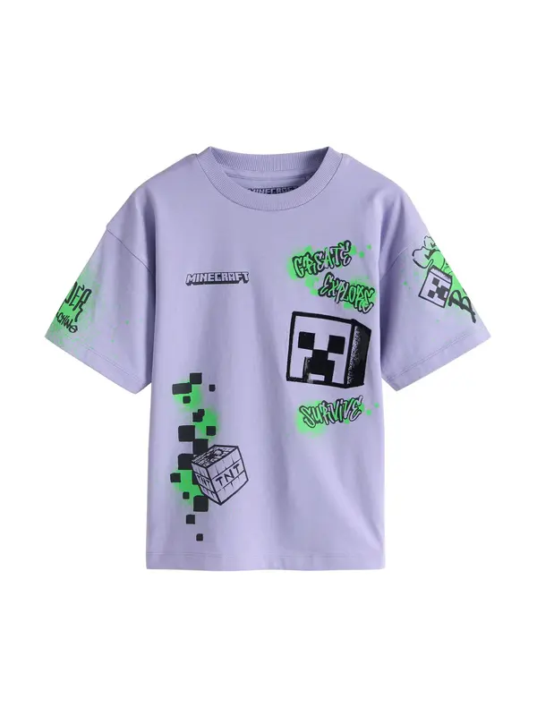 Next Next Majica 'Minecraft'  zelena / lavanda / crna