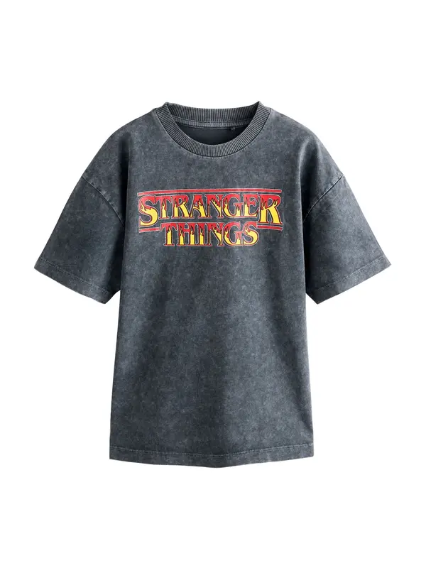 Next Next Majica 'Stranger Things'  žuta / antracit siva / crvena