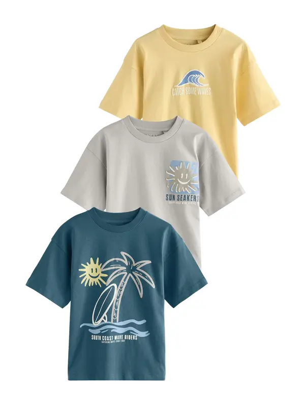 Next Next Majica  svijetložuta / svijetlosiva / petrol