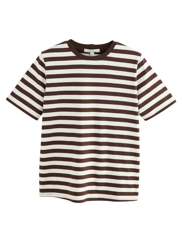 Next Next Majica  tamno smeđa / bijela