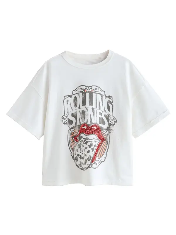 Next Next Majica 'The Rolling Stones'  svijetlonarančasta / crvena / crna / bijela