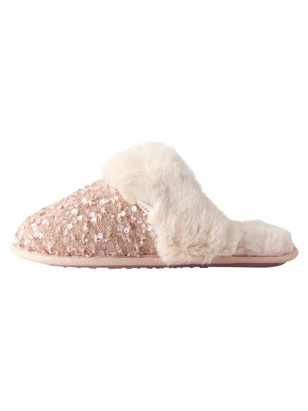 Next Next Papuče 'Sequin'  ecru/prljavo bijela / roza
