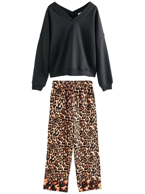 Next Next Pidžama  bež / smeđa / crna