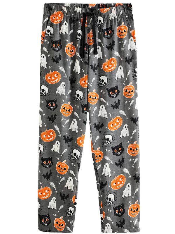 Next Next Pidžama hlače  siva / narančasta / crna / bijela