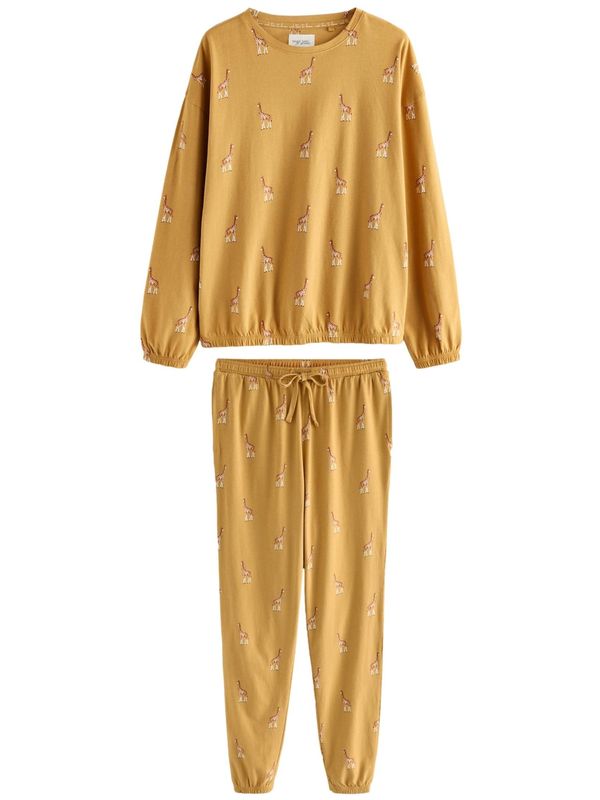 Next Next Pidžama  karamela / narančasto žuta / bijela