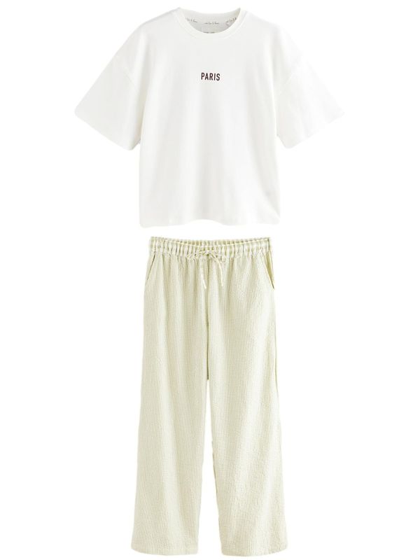 Next Next Pidžama  maslinasta / crna / bijela