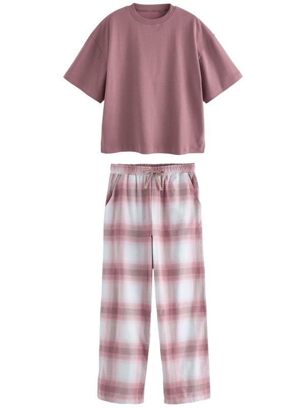 Next Next Pidžama  prljavo roza / bijela