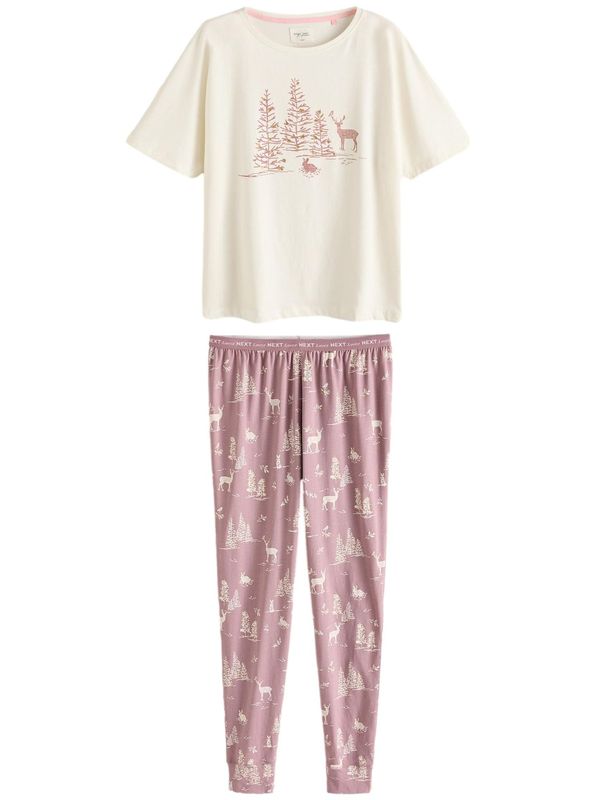 Next Next Pidžama  roza / bijela