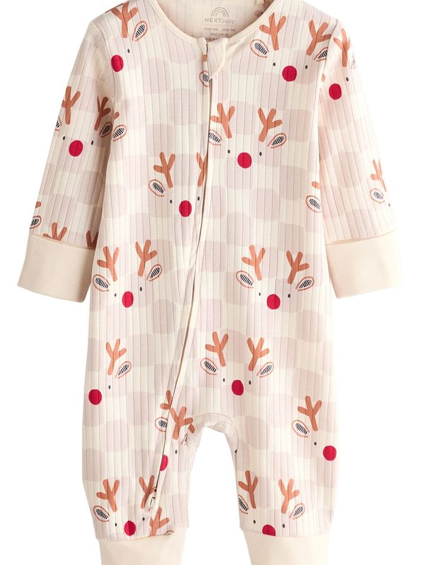 Next Next Pidžama set  bež / smeđa / crvena